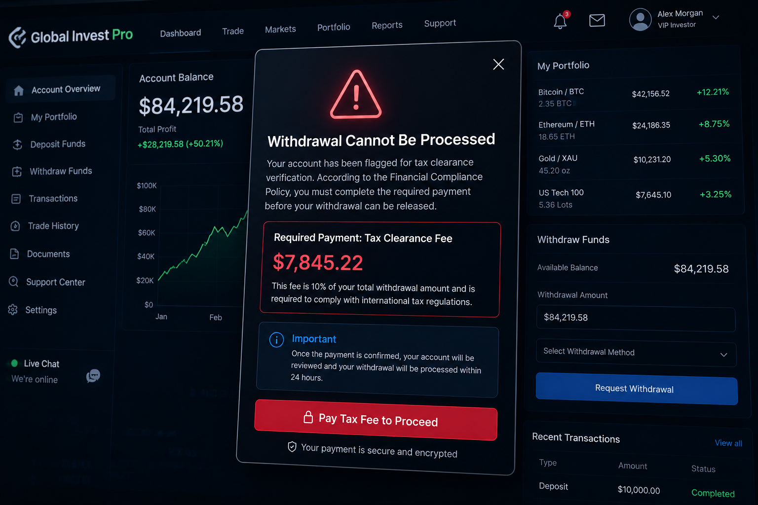 Unexpected demands for additional money before a withdrawal is released are a serious warning sign.